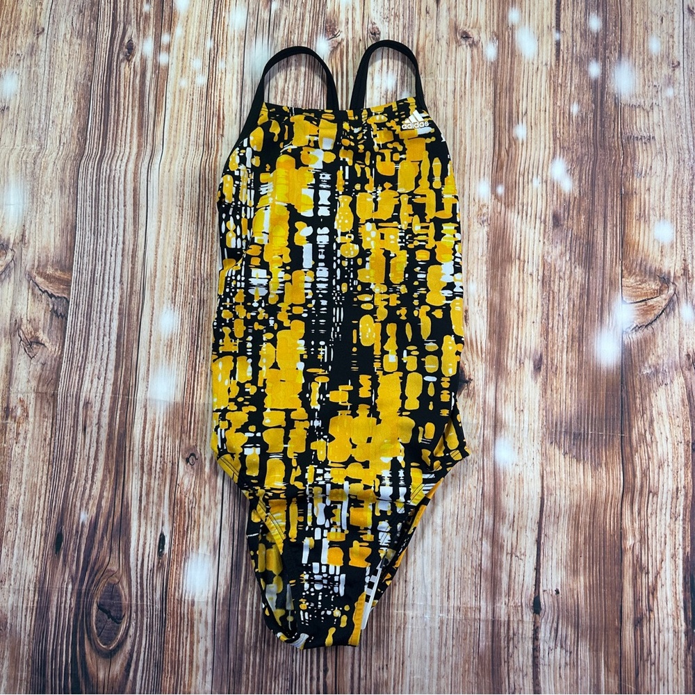 NWT Adidas Infinitex Amoeba Blocks Vortex Back Swimsuit One Piece Womens Size 26